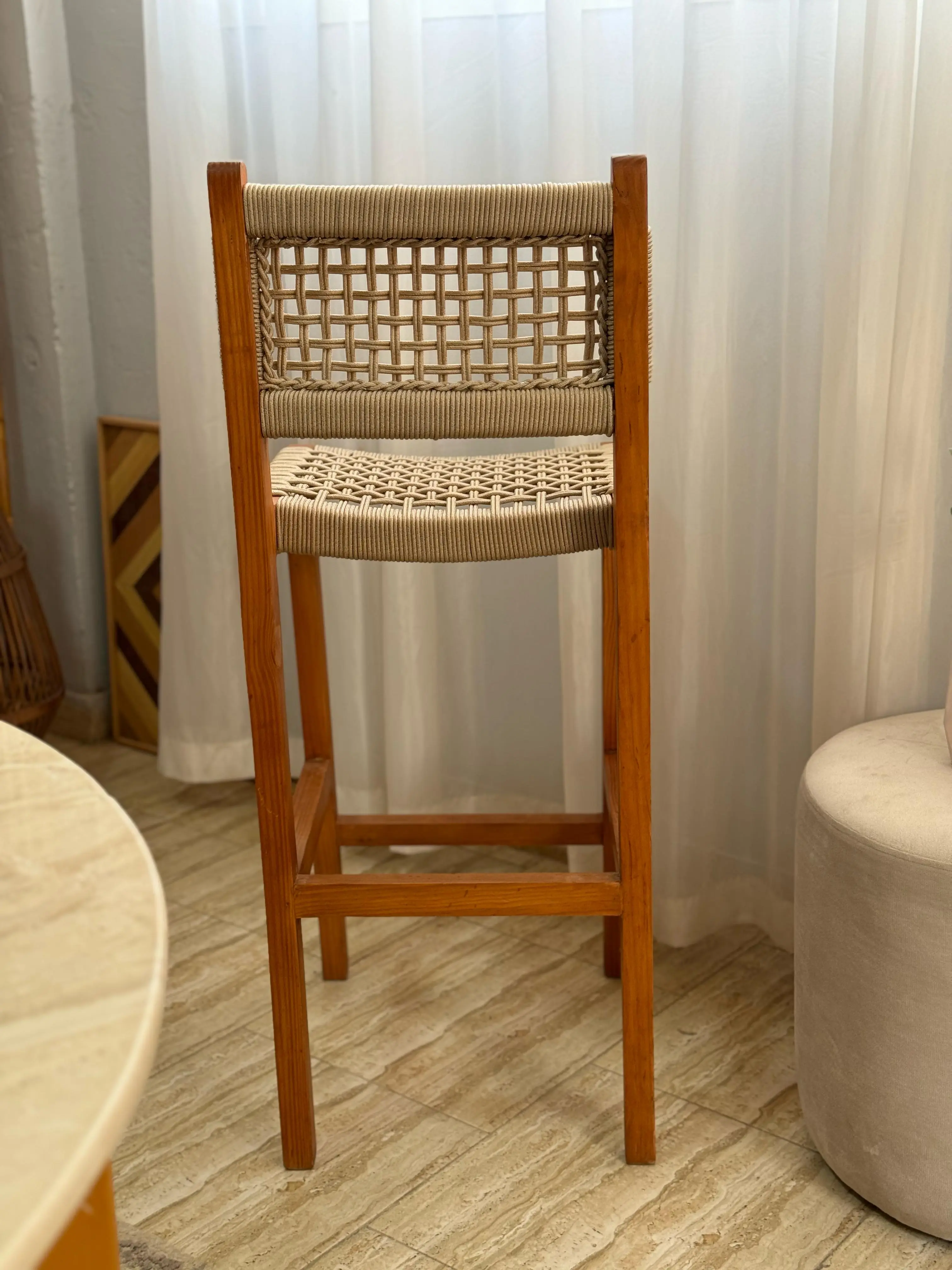 Long Rope Chair for Bars and Restaurants - Wooden Design